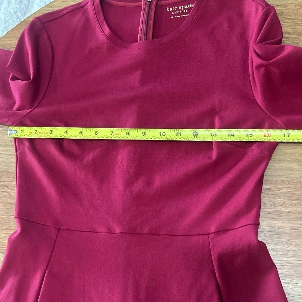 Kate Spade Colorblock Bell Sleeve Ponte Dress Cranberry Burgundy Size M